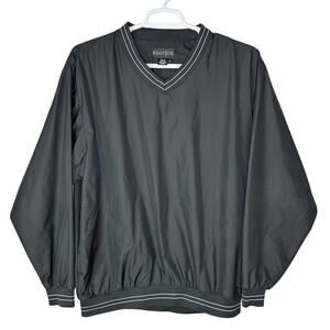 FootJoy Men's Large Windbreaker Jacket V Neck Pullover Black Golf‎ Athletic